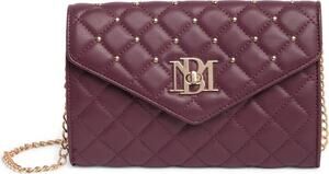 BADGLEY MISCHKA Plum Diamond Quilt Convertible Envelope Crossbody Bag $129 NEW